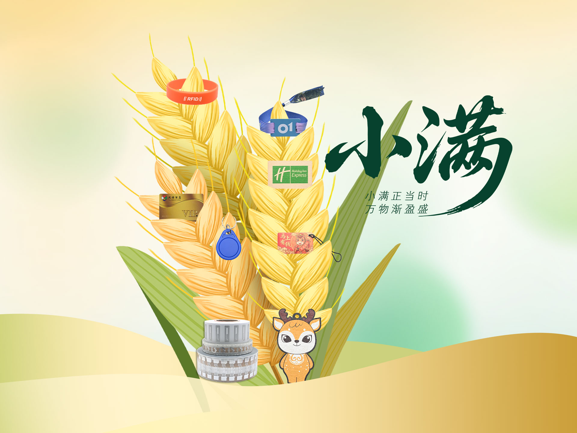 卡立方集團(tuán)RFID標(biāo)簽智能卡中料硅膠腕帶，小滿時(shí)節(jié)伴萬(wàn)物向豐而行